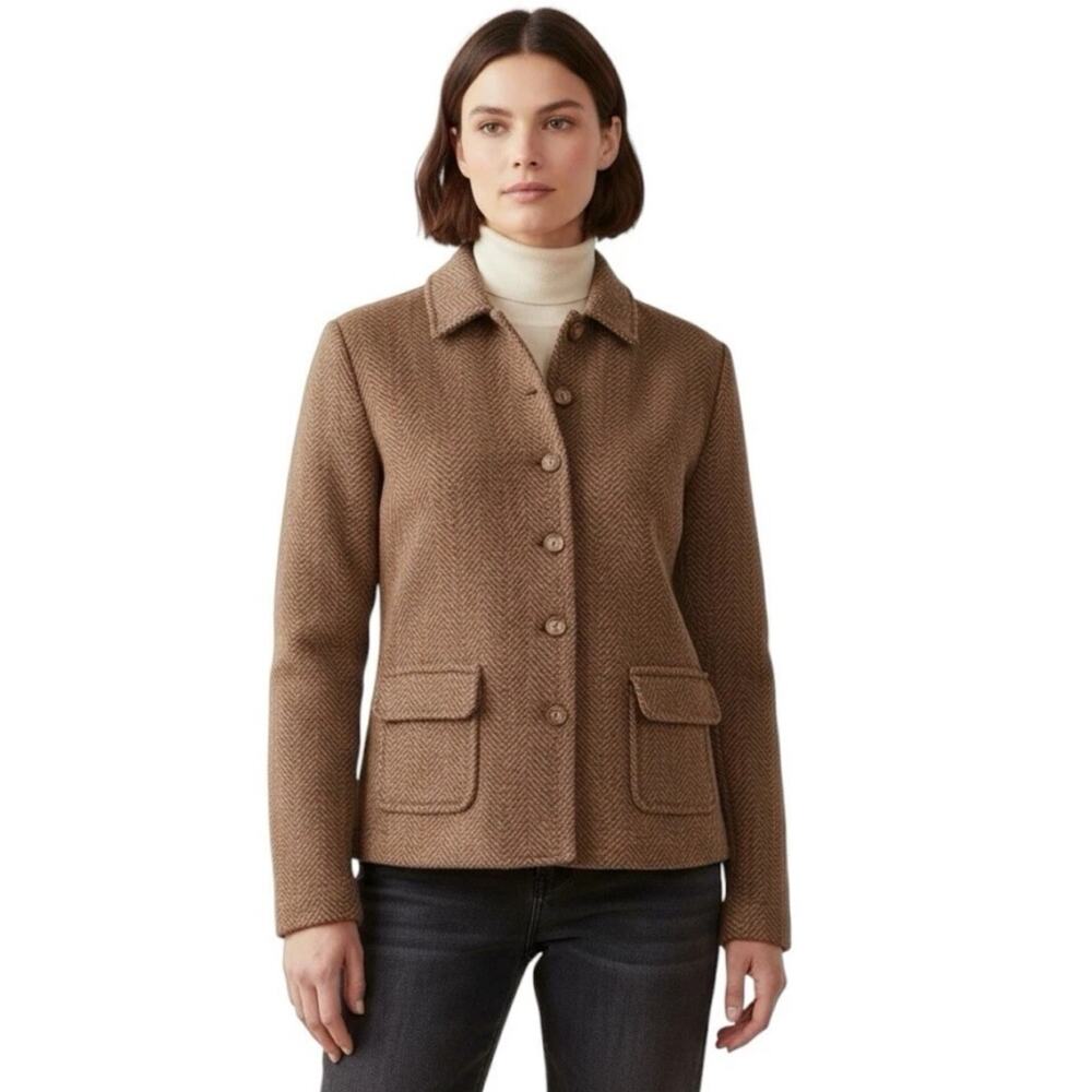 Ralph Lauren‎ Black Label  Cashmere Herringbone Blazer Size L Brown